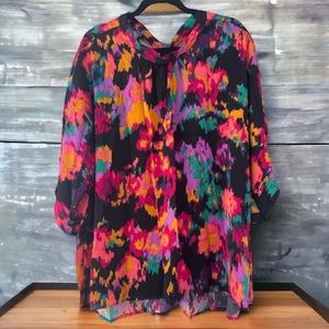 Plus Size Black Multi Colored Vibrant Blouse